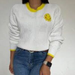 Rosenthal White Sweater with Yellow Trim
